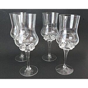 4 Vintage Lobe & Dot 7 oz Grappa/Liqueur Glasses Hand Blown Barware